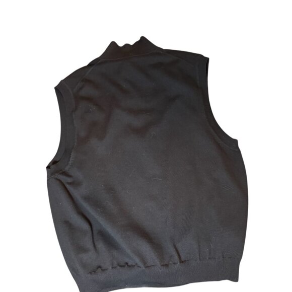 Fairway & Greene 100% Wool Black Quarter-Zip Golf Vest - Men’s Large - Lined EUC - Picture 2 of 6